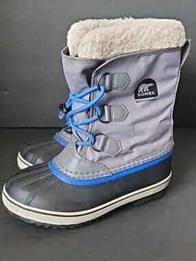 SOREL Pac Nylon Waterproof Snow Boots Gray Youth Size 3